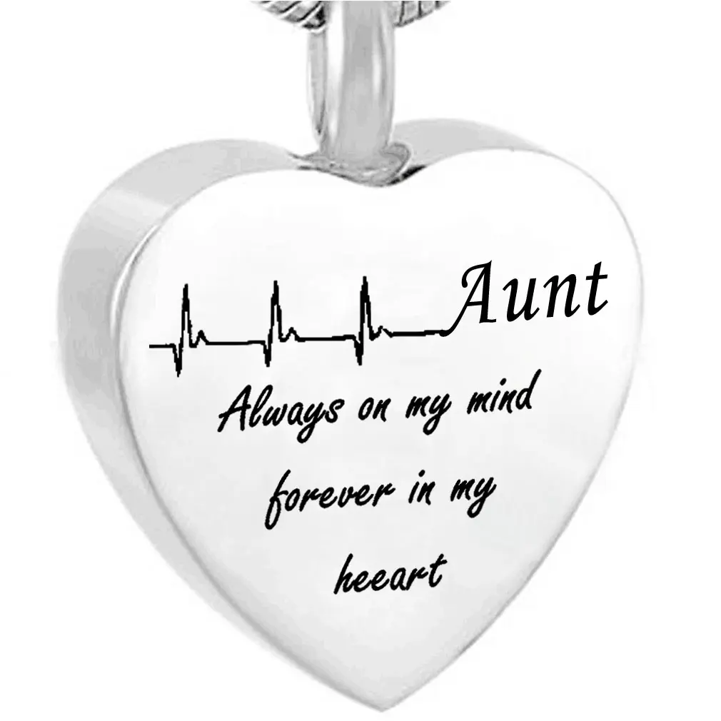 Dad and Mom Cremation Jewelry Cardiogram Necklace Silver Always in My Heart Memorial Necklace Ashes Keepsake Pendant