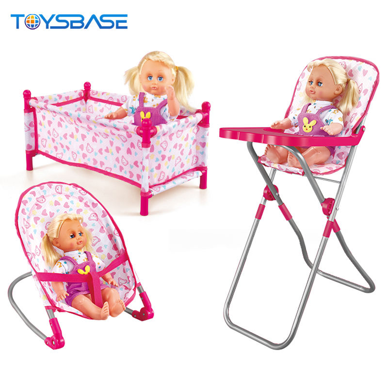 Lovely Twin Wheels Funny Baby Doll Pram Combination in 14 Inch Doll Bed  Doll Toy Car Stroller