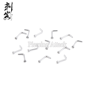 316L Surgical Steel L Shaped Crystal Nose Stud <strong>Indian</strong> Nose <strong>Ring</strong> - Product Image 3