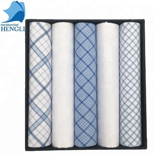 Hengli — <span class=keywords><strong>mouchoir</strong></span> de poche pour homme d'affaires, boîte-cadeau avec grille grise et bleue, avec fenêtre en plastique PVC, 5 paquets - Product Image 6