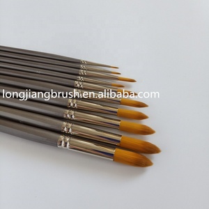Lot de 10 pinceaux ronds en nylon synthétique avec manche en bois de bouleau et virole en laiton pour la <span class=keywords><strong>peinture</strong></span> à l'aquarelle des enfants à l'école - Product Image 3