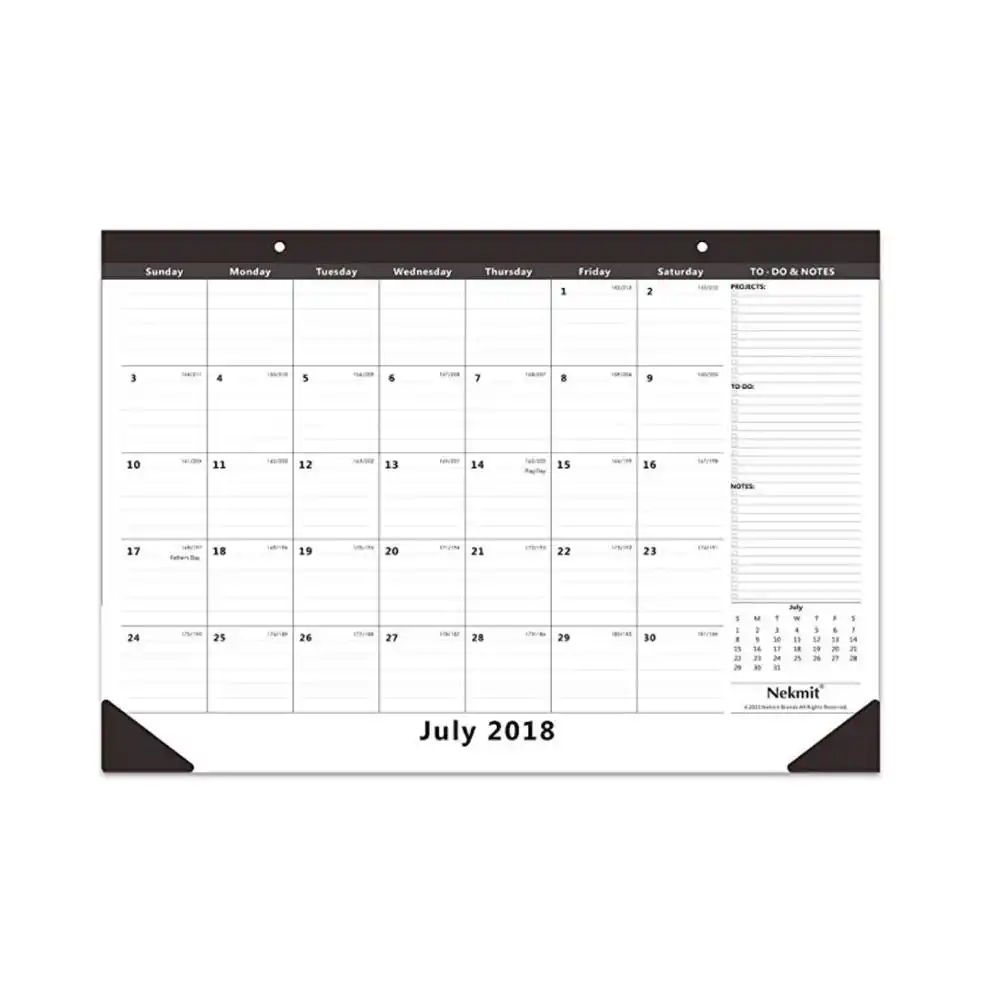 Amazon Heißer Verkauf 2019 Jährlich Monatliche Schreibtisch Pad Kalender 22''X17'' Wand Planer Leder Ecke Tisch Planer Kalender Druck