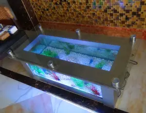 Home using coffee table aquarium fish tank ,fish tank coffee table aquarium table with multi colors led light