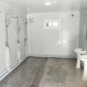 Portable 20ft 40ft préfabriqué d'expédition mobile conteneur pliable maison plans d'étage modulaire public toilette salle de bain et douche