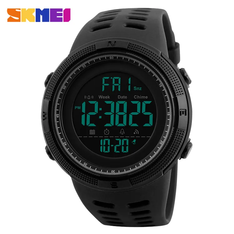 SKMEI 1251 Men Sport Watch Dual Time Watches Alarm Clock Countdown 5Bar Waterproof Digital Watches