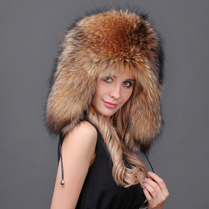 Chapeaux en fourrure de renard véritable pour femmes hiver chaud unisexe tricot casquettes en fourrure véritable avec pompons en fourrure moelleuse - Product Image 2