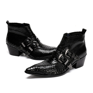 Botas <span class=keywords><strong>de</strong></span> punta puntiaguda para hombre, botas masculinas informales a la moda, <span class=keywords><strong>de</strong></span> color negro - Product Image 3