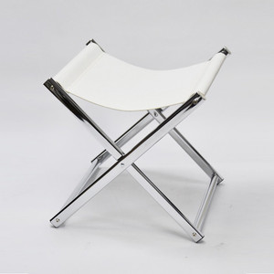 Tabouret en cuir simple blanc à motif de gros diamants chic - Product Image 5