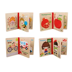 Juguetes de Montessori 3d rompecabezas enfant libro juguetes de madera para niños de dibujos animados de niños de seis páginas de inteligencia puzzle juegos educativos