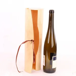 Tube soft bark birch veneer wooden wine bottle gift box