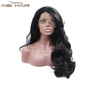 Aisi 머리 도매 저렴한 긴 곱슬 중간 부분 가발 내열 합성 레이스 앞 가발 흑인 여성을위한