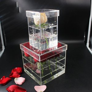 Rõ Ràng Acrylic Flower Rose Hộp Với Nắp Bán Buôn Acrylic Hộp Sô Cô La Acrylic Flower Box Với Lỗ - Product Image 1