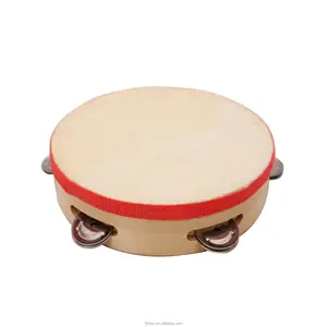 Barato musical personalizado de impressão de madeira tambourine tambor artesanal