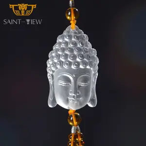 Pha Lê Thủ Công Tôn Giáo Kwan Yin Phật Đầu Xe Treo Mặt Dây Chuyền