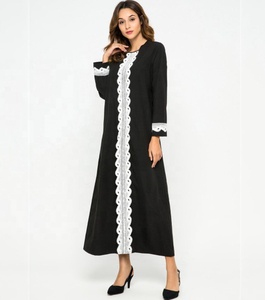 2019 nuovi disegni maniche lunghe moda Dubai Foular pizzo <span class=keywords><strong>nero</strong></span> musulmano abito <span class=keywords><strong>Abaya</strong></span> - Product Image 1
