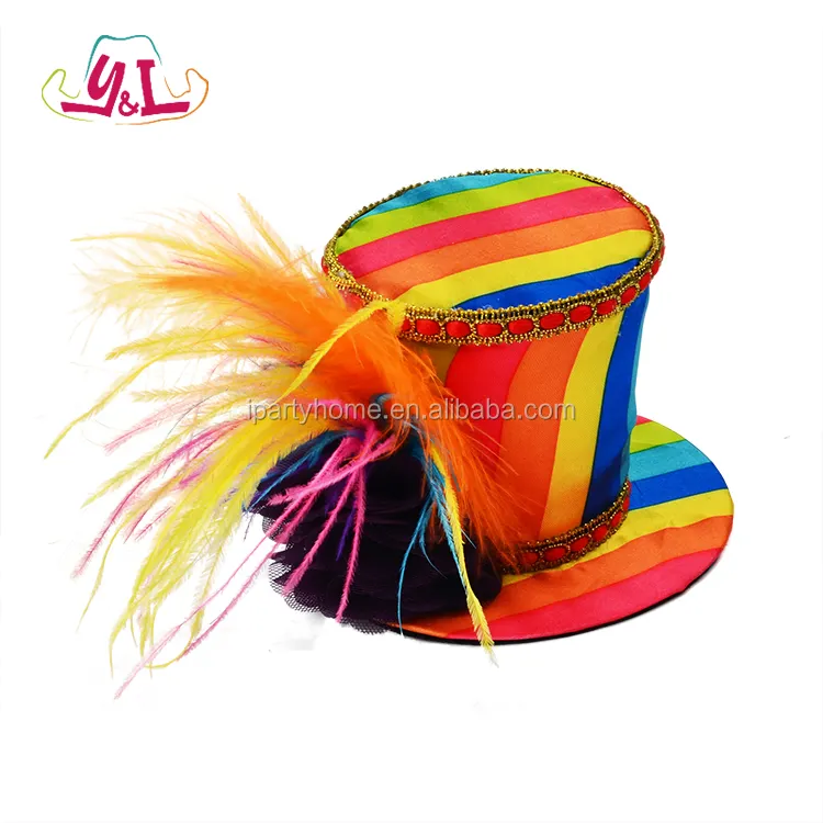 Оптовая продажа, веселая Радужная мини-шляпа для платья, дня рождения, шляпы для чайной вечеринки