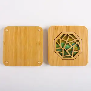 Coaster Kayu Persegi Kustom Promosi Tatakan Bambu Kayu