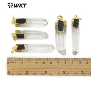 WT-P1447 <span class=keywords><strong>de</strong></span> cuarzo chapado en oro <span class=keywords><strong>de</strong></span> 18K con <span class=keywords><strong>turmalina</strong></span> negra, piedra Natural <span class=keywords><strong>de</strong></span> nuevo diseño, venta al por mayor - Product Image 6