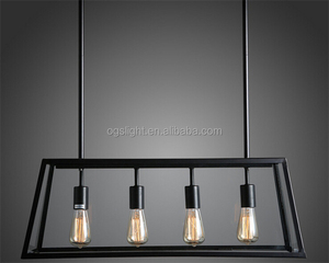 Gros moderne vintage Edison industrielle carré verre <span class=keywords><strong>4</strong></span> têtes pendentif lampe/verre de fer lustre - Product Image 2