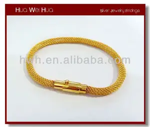 925 Silver Round Mesh Bracelet with Magnet Clasp