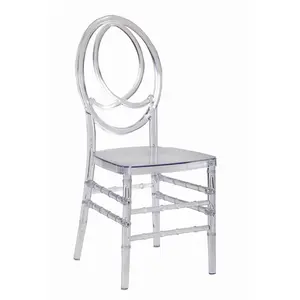 Cadeira transparente de resina de plástico transparente, cadeira para casamento