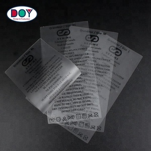 Custom Printed Instruction Logo Clear Semitransparent Soft TPU Washing Swimwear <strong>Care</strong> <strong>Label</strong> With Size