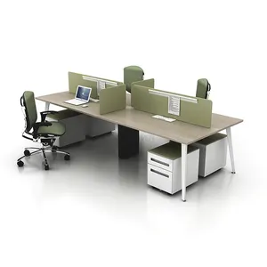 Mesa de Trabajo modular para 4 personas, mesa de oficina con pata de metal para espacio de oficina