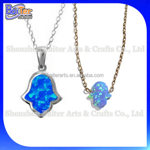 Mezclar <span class=keywords><strong>Colores</strong></span> Baja MOQ 925 Opal Hamsa colgante, collar <span class=keywords><strong>de</strong></span> la mano / Synethic Opal Hamsa Necklace / ópalo collar del encanto - Product Image 2