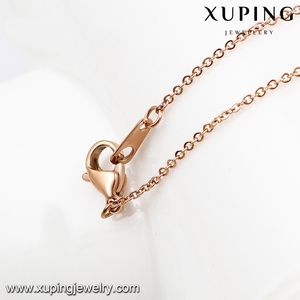 Collar-00216-venta al por mayor, joyería de moda, collar de corazón de diseño simple de diamantes de acero de color oro rosa - Product Image 3