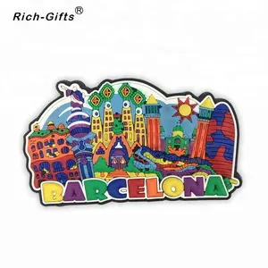 Großhandel Tourist Souvenir Barcelona 3D PVC Kühlschrankmagnet