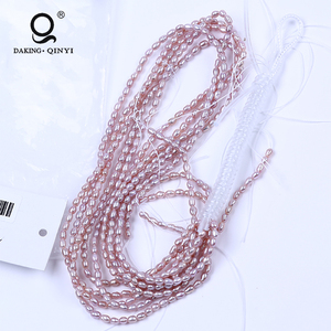 Daking En Gros AA 2.5-3mm Naturel <span class=keywords><strong>Violet</strong></span> <span class=keywords><strong>Riz</strong></span> Véritable Perle Strand Prix Pour Bijoux Ensemble - Product Image 5