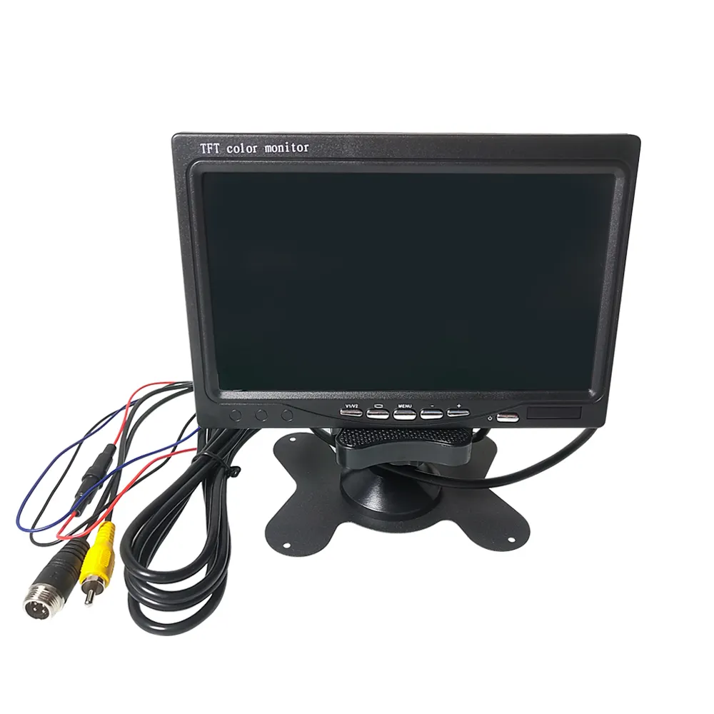 Hyf monitor de vídeo reverso 7 polegadas, monitor para veículo, carro, caminhão, táxi, escola, ônibus