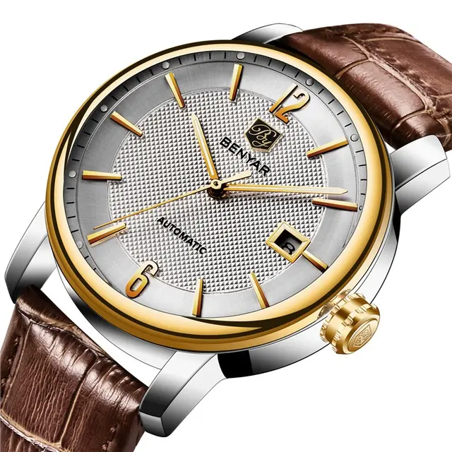 BENYAR Men Watch 5144 New Luxury Mens Automatic Mechanical Watch Casual Waterproof Leather Wristwatches Relogio Masculino