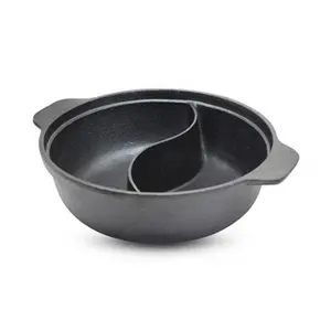 Bếp Cookware 30/32/35CM Nấu Nồi 2 Ngăn Gang Vòng Chafing Món Ăn Shabu Shabu Lẩu Với Divider