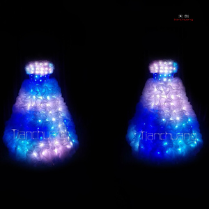 Costume de danse arabe sexy et tendance, robe de mariée LED, jupe longue LED, robe de soirée LED, vêtements de scène, robes pour filles - Product Image 4
