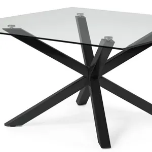 Square X Shape Based Nest Legs Dining Table mit Tempered Glass Top