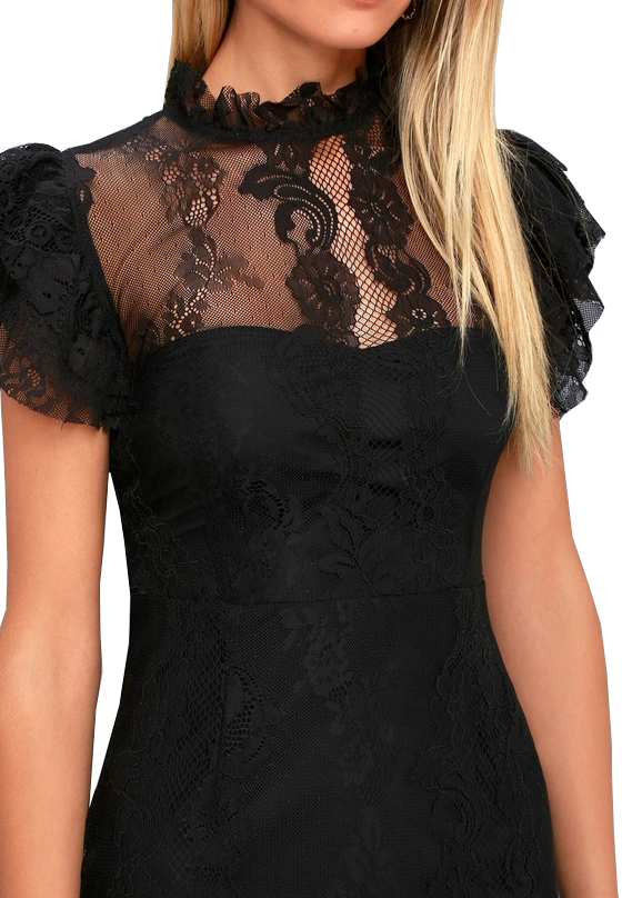 chinese dress ladies Self-Portrait - Black Sweetheart Lace Midi Dress main image 1