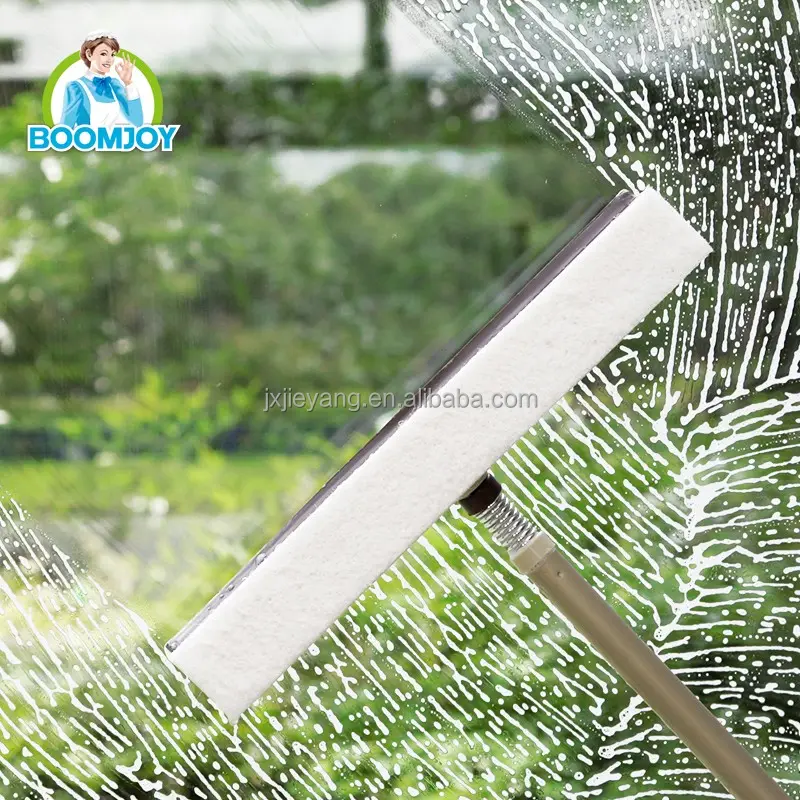 Double Sided Flexible Window Squeegee with Spring Joint and Extensible Pole used for Screen Window and Glass Window