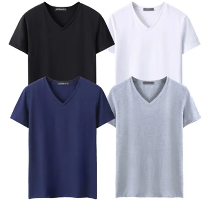 Custom Men's Print T-Shirt Men's Summer Cotton V-neck T-Shirt