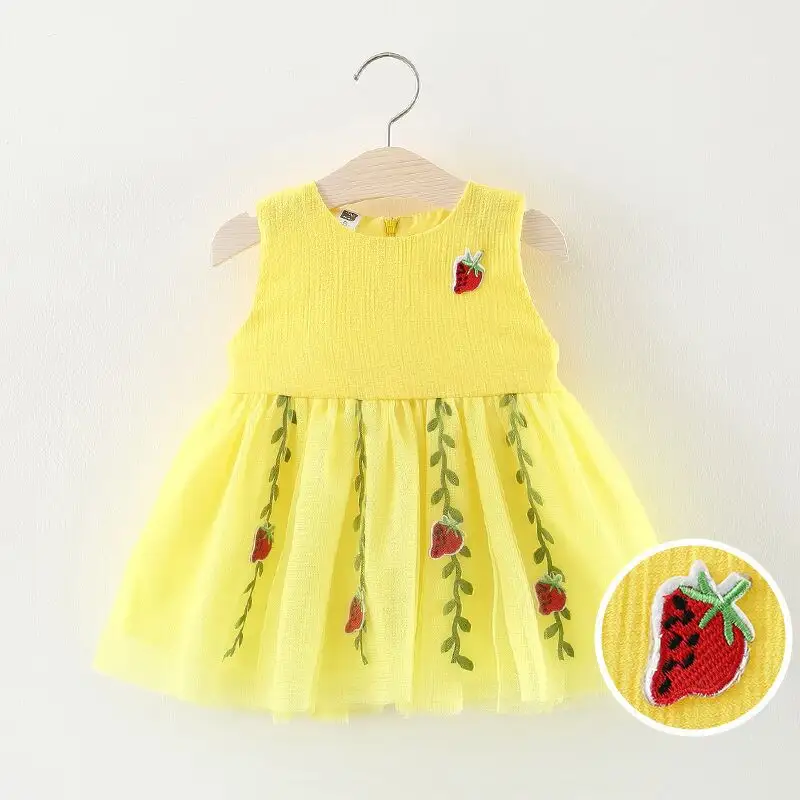 Hao Baby Summer Hot Style Girls Dress Kid Sweetheart Strawberry Princess Children Gauze Summer Dress