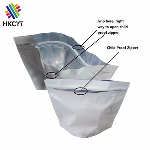 Bolsas de aluminio antiolores para niños, bolsas de aluminio con agarre blanco a prueba de olores, mylar - Product Image 1