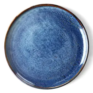 Diretta della fabbrica commercio all'ingrosso di hotel blu nordic piatto da tavola in ceramica set di piastre, ristorante ecofriendly piatti di porcellana piatti