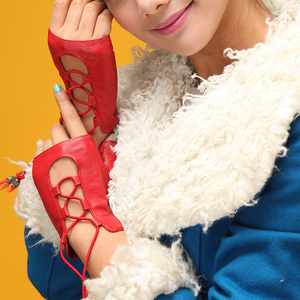 Guanti eleganti da donna in pelle di pecora senza dita per ragazze del sesso del partito - Product Image 3