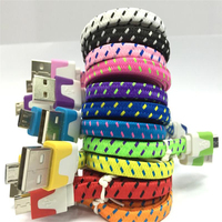 1M 3Ft 2A Typ-C Nylon Geflochtenes Flaches Nudel-USB-Daten-Synchronisationskabel Schnellladekabel in 10 Farben