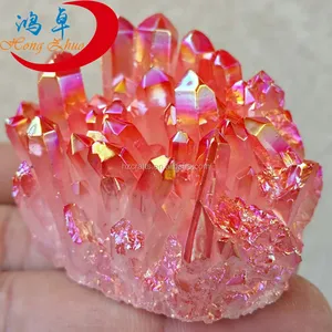 Tự làm drusy Rose Aura Quartz cụm và Pyrite mẫu vật khoáng sản tinh thể đá