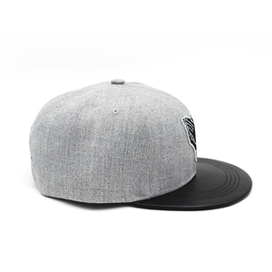 Logo Tùy Chỉnh 6-Panel Da Màu Xám LEN MÙA ĐÔNG <span class=keywords><strong>Snapback</strong></span> <span class=keywords><strong>Hat</strong></span> - Product Image 4