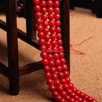 Perles rondes naturelles en corail rouge teint à l'huile, 30 pièces, perles amples semi-précieuses, 4mm