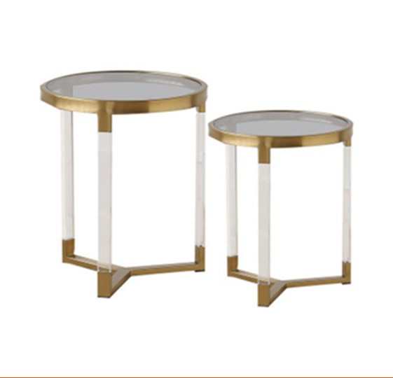 Hiện Đại Kim Loại Thép Không Gỉ Tròn Nhỏ Phòng Khách Glass Countertop Acrylic Side Bảng