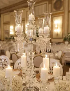 Verjaardagsfeestje Decoraties Licht Tall Crystal Candleabra 5 Arms Wedding Tafel Centerpicece