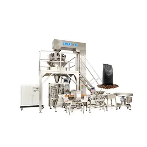 Fully Automatic Vertical Form Fill Sealing Packaging Machine Pulses Coffee Beans Packing Machine For Valve Bag Flat Bottom Pouch